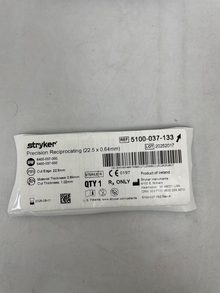 5100-037-133  -  STRYKER  -  precision reciprocating saw blade 22.5mm x 0.64mm , ( EA )  -  ( Expiry Date : 2025-09-01 )