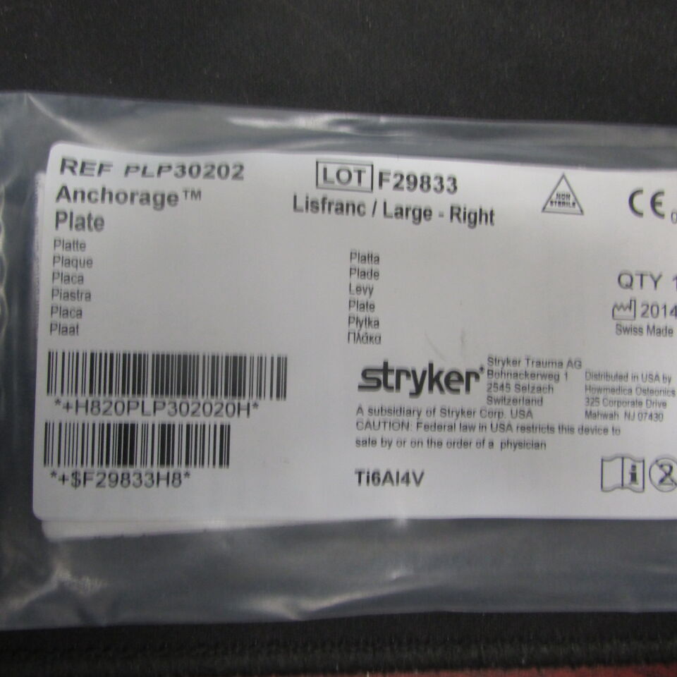 PLP30202  -  STRYKER  -  Anchorage plate, Lisfranc/Large - Right , ( EA )  -  ( Expiry Date : 2030-01-07 )