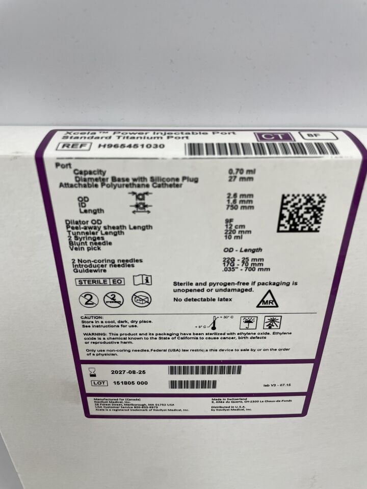 H965451030 - NAVILYST - xcela 動力注射端口標準鈦合金 8f，（BX/1）-（有效期：2027-08-25）