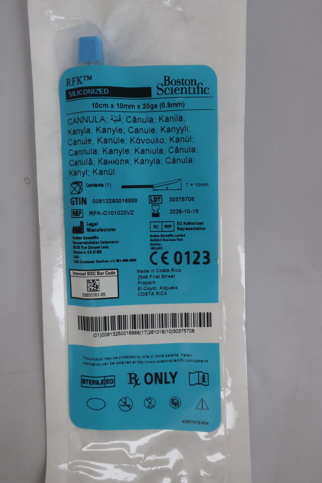 RFK-C101020VZ - BOSTON SCIENTIFIC - Cánula de silicona RFK, 10 cm x 10 mm x 20 g (unidad) - (Fecha de caducidad: 25/10/2026)