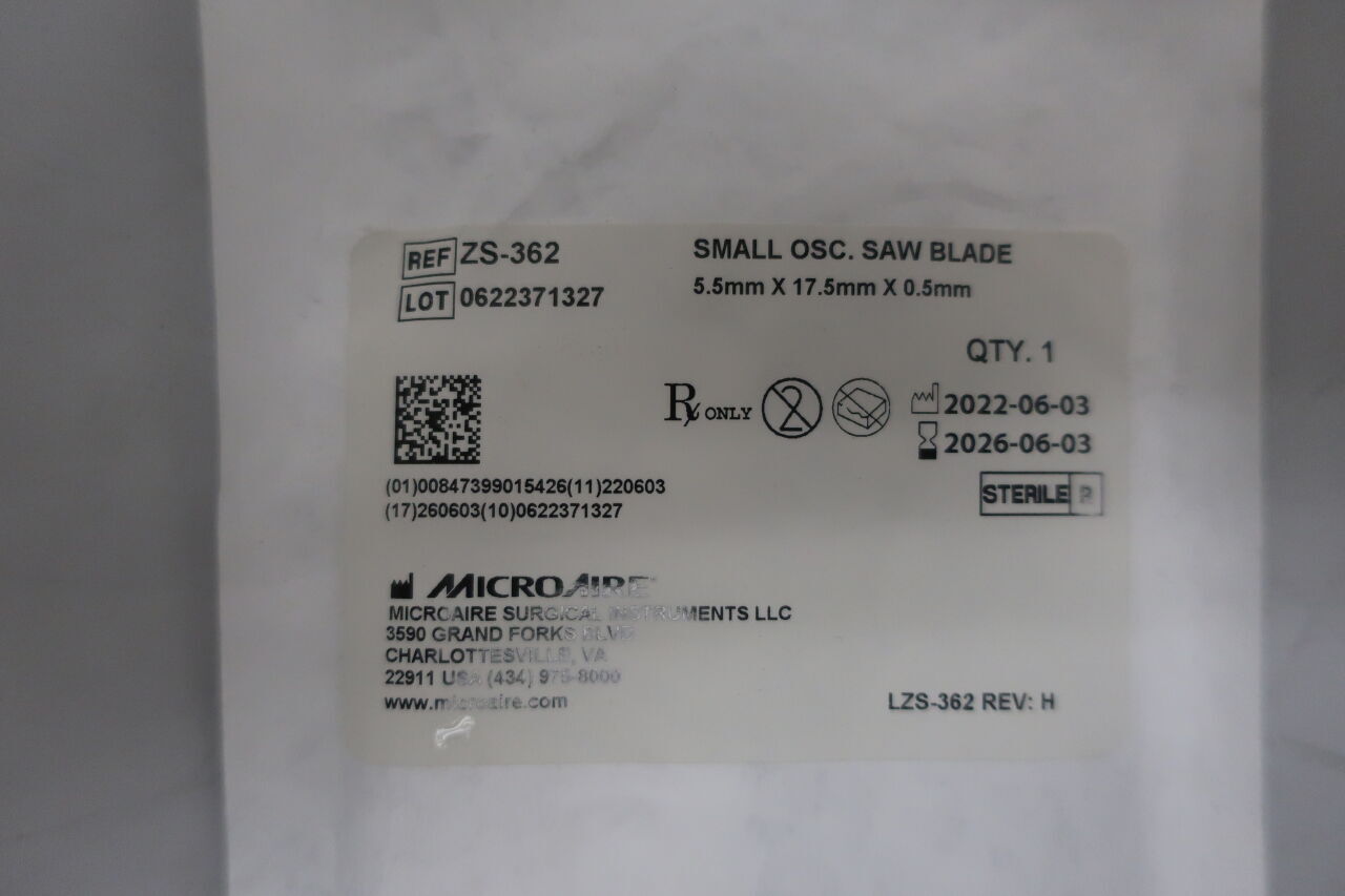 ZS-362  -  MICRO-AIRE  -  SMALL OSC. SAW BLADE, 5.5mm X 17.5mm X 0.5mm , ( EA )  -  ( Expiry Date : 2026-06-03 )