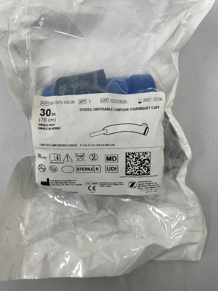 60-7975-105-00  -  ZIMMER  -  Tourniquet Cuff, 30 in. Length, Contour, Single-Port, PLC Connector Type , ( EA )  -  ( Expiry Date : 2027-12-06 )