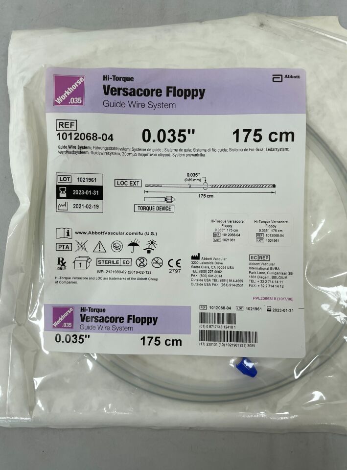 1012068-04 - ABBOTT - Hi-Torque Versacore Floppy Guide Wire System - .035'' x 175cm, () - ( Expiry Date: 2023-01-31 )