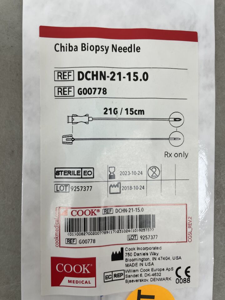 G00778 - COOK - Chiba Biopsy Needle 21G x 15cm, () - ( Expiry Date: 2023-10-24 )
