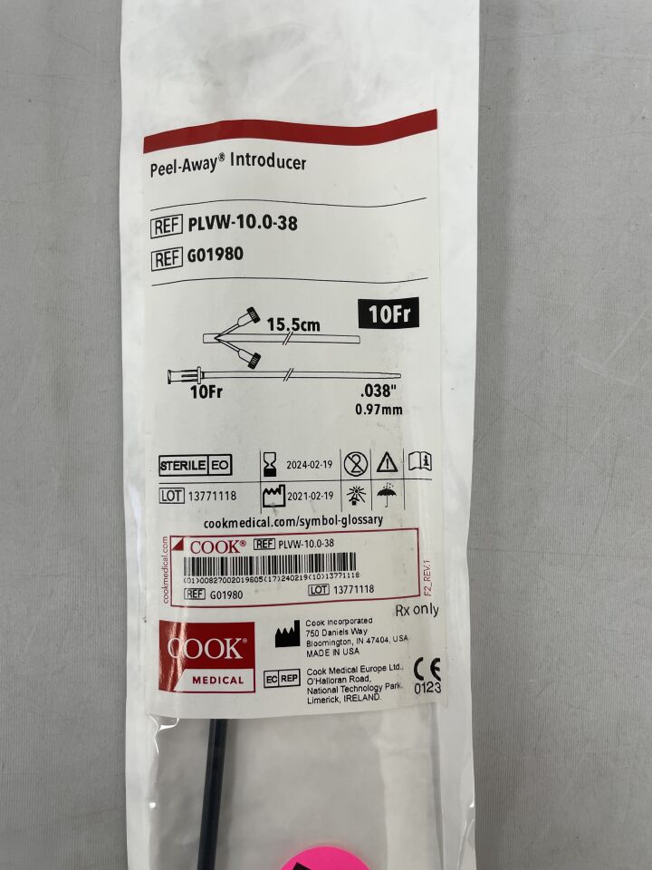 G01980 - COOK - peel-away sheath introducer 10f x 0.038", 15.5cm, () - ( Expiry Date: 2024-02-19 )