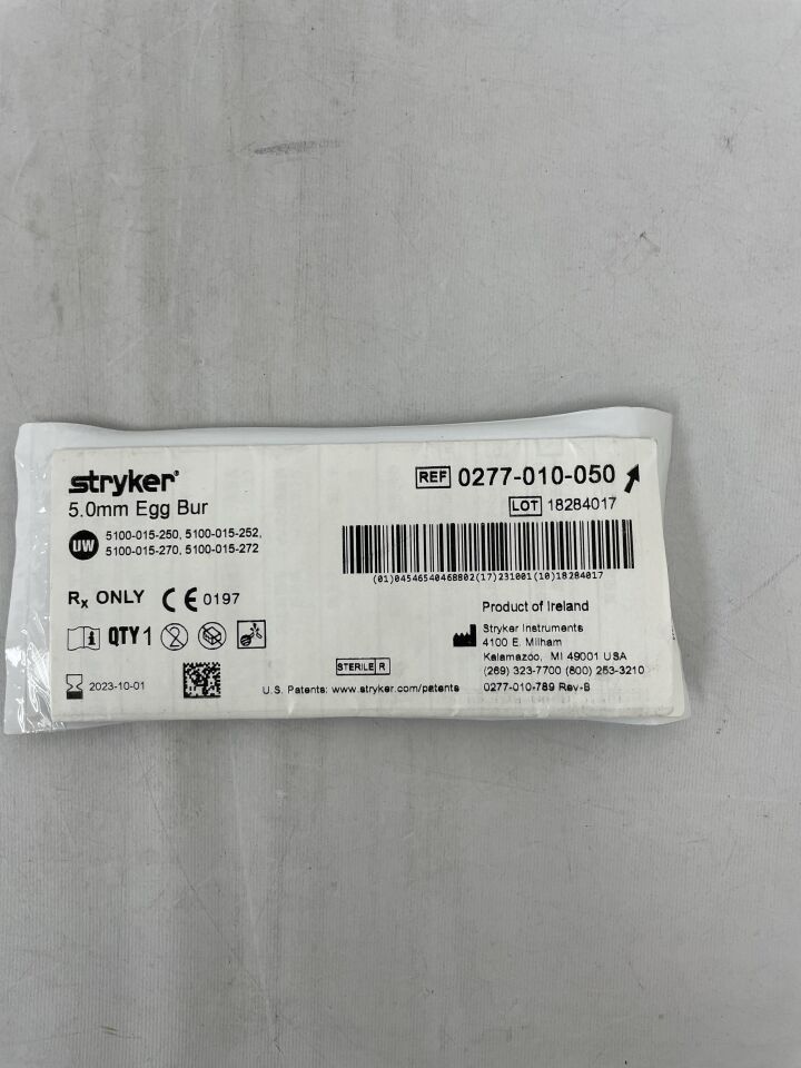 0277-010-050 - STRYKER - 5.0mm Egg Bur, (EA) - ( Expiry Date: 2023-10-01 )
