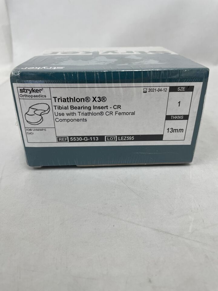 5530-G-113 - STRYKER - Triathlon X3 Tibial Bearing Insert-CR Size: 1, 13mm , (BX/1) - ( Expiry Date: 2021-04-12 )
