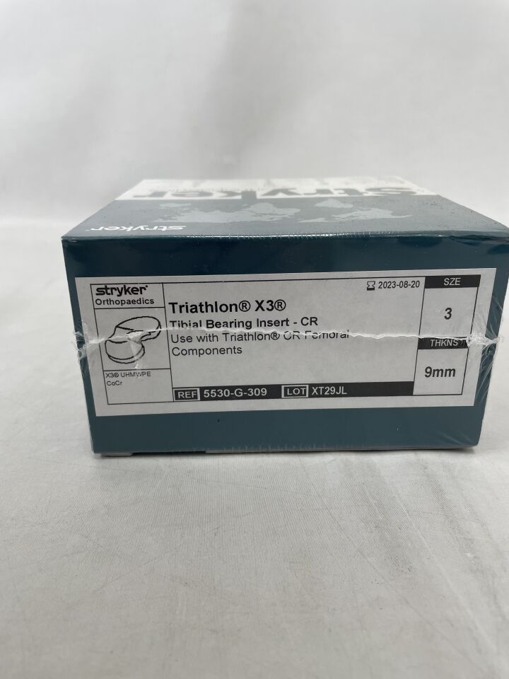 5530-G-309 - STRYKER - Triathlon X3 Tibial Bearing Insert-CR Size: 3, 9mm , (BX/1) - ( Expiry Date: 2023-08-20 )