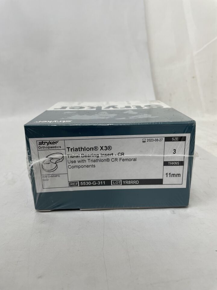5530-G-311 - STRYKER - Triathlon X3 Tibial Bearing Insert-CR Size: 3, 11mm, (BX/1) - ( Expiry Date: 2023-08-27 )