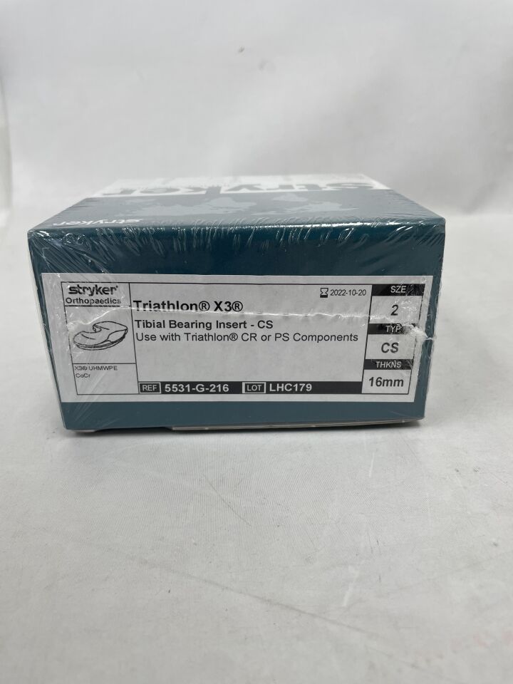 5531-G-216 - STRYKER - Triathlon X3 Tibial Bearing Insert-CS, Size: 2 , 16mm , (BX/1) - ( Expiry Date: 2022-10-20 )