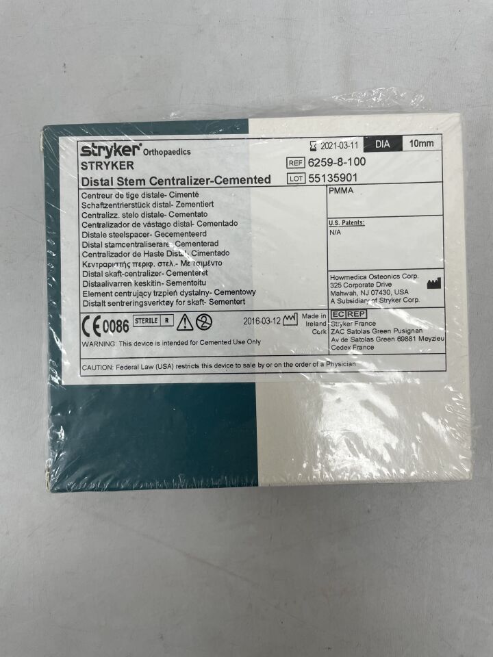 6259-8-100 - STRYKER - Distal Stem Centralizer-Cemented PMMA 10mm, (BX/1) - ( Expiry Date: 2021-03-11 )
