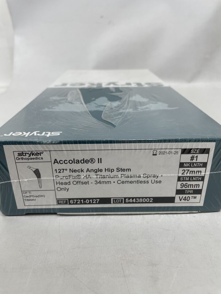 6721-0127 - STRYKER - Accolade II 127Deg Neck Angle Hip Stem, 34mm Size #1, (BX/1) - ( Expiry Date: 2021-01-25 )
