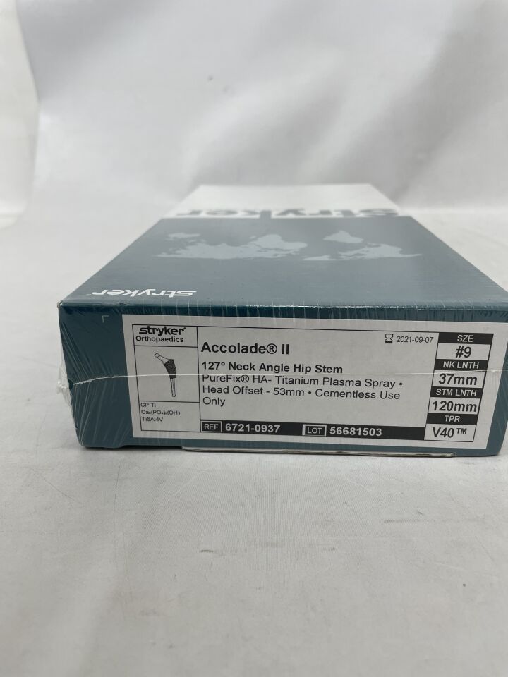 6721-0937 - STRYKER - Accolade II 127Deg Neck Angle Hip Stem, 53mm Size #9, (BX/1) - ( Expiry Date: 2021-09-07 )