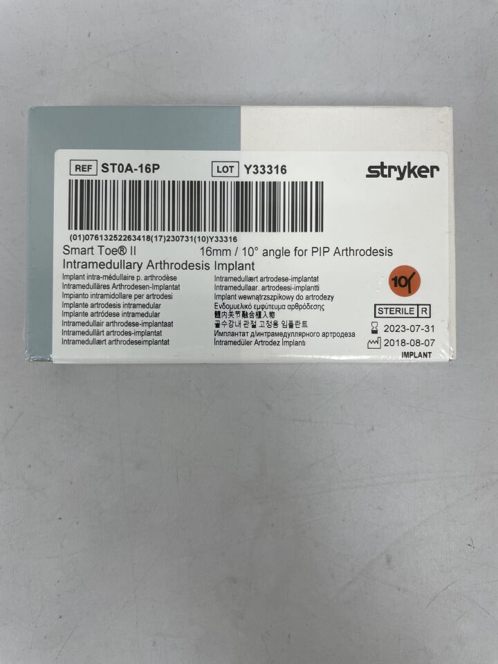 ST0A-16P - STRYKER - Smart Toe II Intramedullary Arthrodesis Implant 16mm, (BX/1) - ( Expiry Date: 2023-07-31 )
