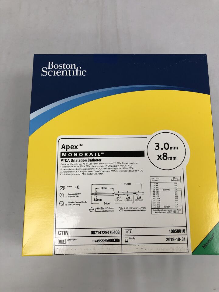 389590830 - BOSTON SCIENTIFIC - Apex Flex Monorail PTCA Dilatation Catheter, 3.0mm X 8mm, (BX/1) - ( Expiry Date: 2024-01-09 )