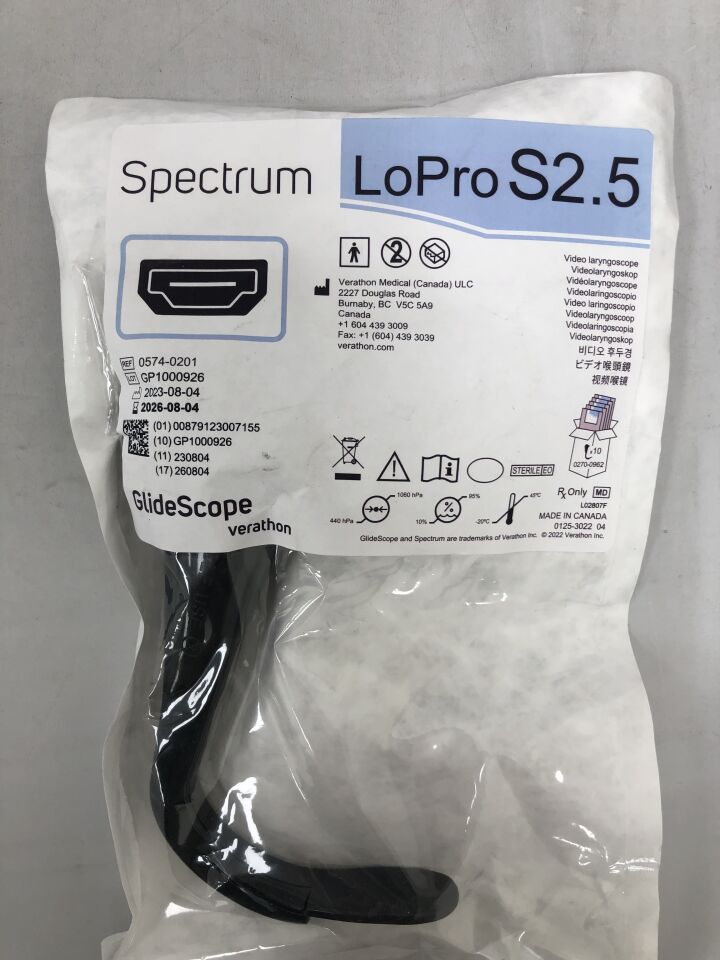 0574-0201 - VERATHON - GlideScope Spectrum 視訊喉鏡，LoPro S2.5，（EA）-（有效期限至：2026-08-04）