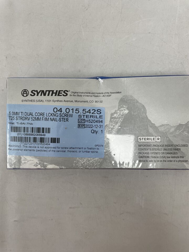 04.015.542S - DEPUY - 5.0mm TI Dual Core Lckng Screw , (BX/1) - ( Expiry Date: 2022-12-31 )
