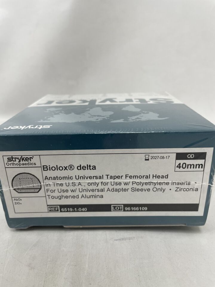 6519-1-040  -  STRYKER  -  BIOLOX DELTA, Anatomic Universal Taper Femoral Head, 40mm , ( BX/1 )  -  ( Expiry Date : 2027-08-17 )