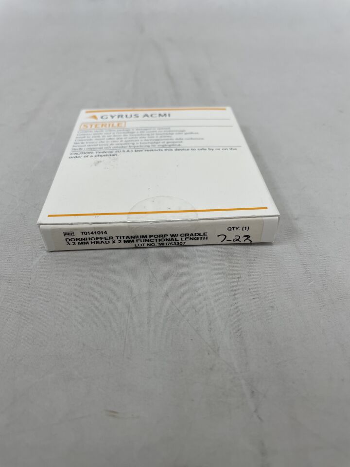 7014014 - GYRUS ACMI - Prostheses, 6 mm Length, 3 mm Head Diameter, Titanium, Micron Design, Centered, Tiltable Head Type, 0.9 mm Round Footplate , (EA) - ( Expiry Date: 2023-07-05 )