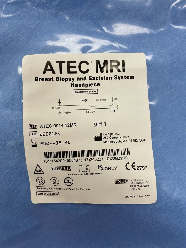 ATEC 0914-12MR - HOLOGIC - MRI Guided Breast Biopsy and Excision System Handpiece 9G / 14cm / 12mm, (EA) - ( Expiry Date: 2024-02-21 )