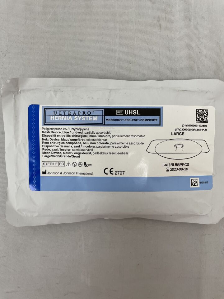 UHSL - JOHNSON & JOHNSON - Ultrapro Hernia System, Large, 6 x 12 cm, () - ( Expiry Date: 2023-09-30 )