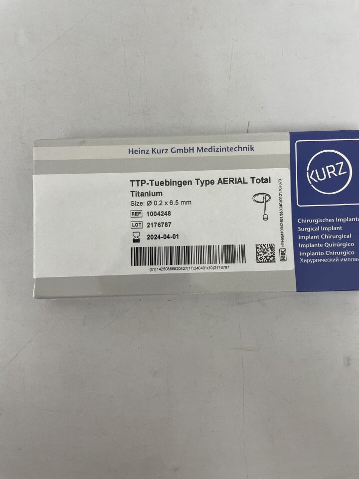 1004248 - KURZ - TTP-Tuebingen Type AERIAL Total Titanium, .2 x 6.5mm, (BX/1) - ( Expiry Date: 2024-04-01 )