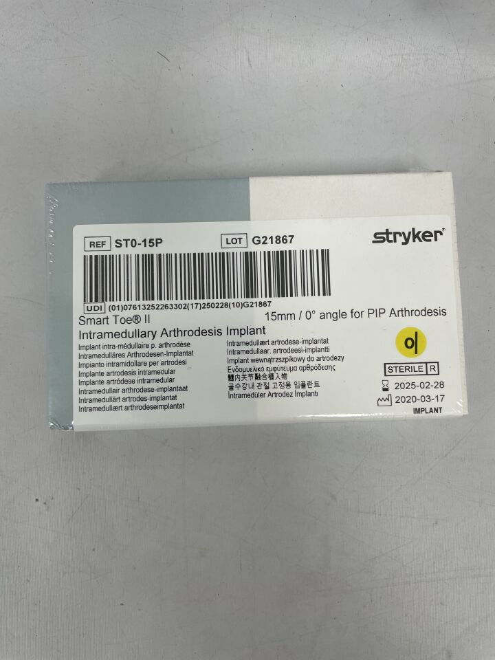 ST0-15P  -  STRYKER  -  Smart Toe II Intramedullary Arthrodesis Implant 15mm , ( BX/1 )  -  ( Expiry Date : 2025-02-28 )