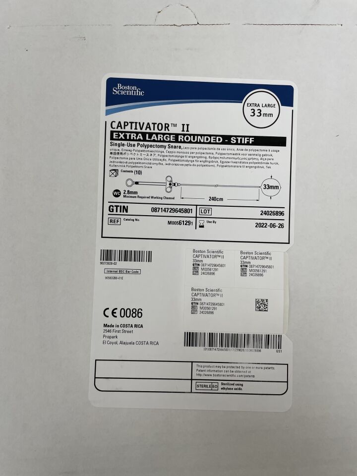 6129 - BOSTON SCIENTIFIC - Captivator II Single-Use Round Stiff Snare, 240 cm Length, 33 mm Loop Width, (BX/10) - ( Expiry Date: 2022-06-26 )