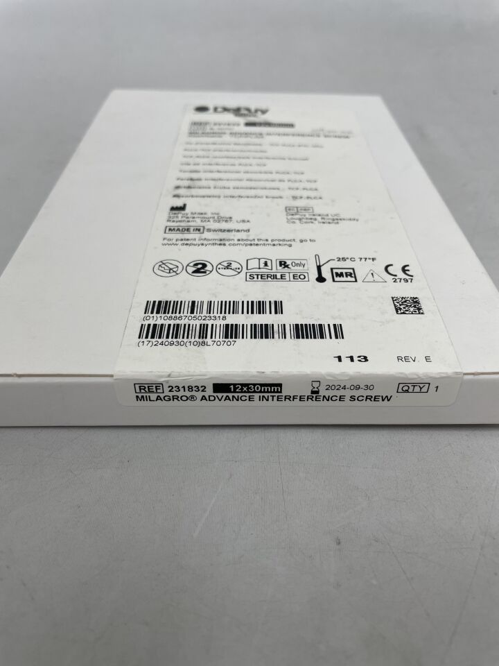 231832 - DEPUY - Milagro Advance Interference Screw 12 x 30mm, (BX/1) - ( Expiry Date: 2024-08-31 )