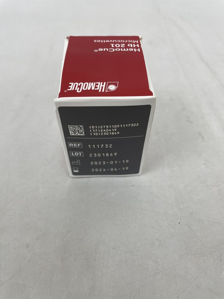 111732 - HEMOCUE - HemoCue HB 201 Hemoglobin Microcuvette Test Strips 10UL, (BX/25) - ( Expiry Date: 2024-04-19 )