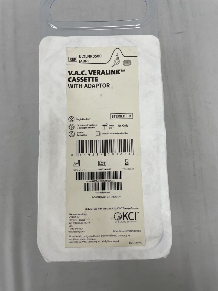 ULTLNK0500 - KCI - V.A.C. VeraLink Cassette, (EA) - ( Expiry Date: 2024-03-31 )