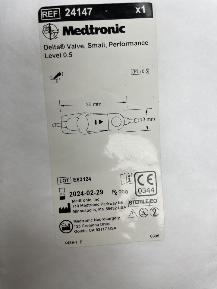 24147 - MEDTRONIC - Delta Valve, Small, Performance, Level 0.5, (BX/1) - ( Expiry Date: 2024-01-26 )