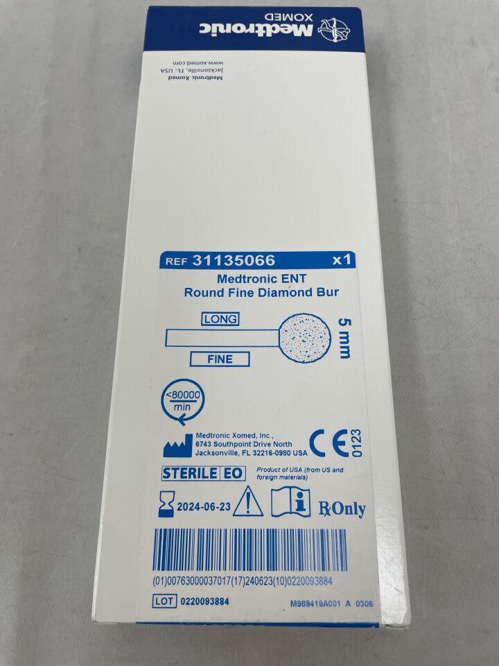 31135066 - MEDTRONIC - ENT Round Fine Diamond Bur 5mm, (BX/1) - ( Expiry Date: 2024-06-23 )