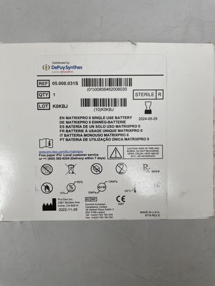 05.000.031S - DEPUY - MatrixPro II Battery Pack, (BX/1) - ( Expiry Date: 2024-05-29 )