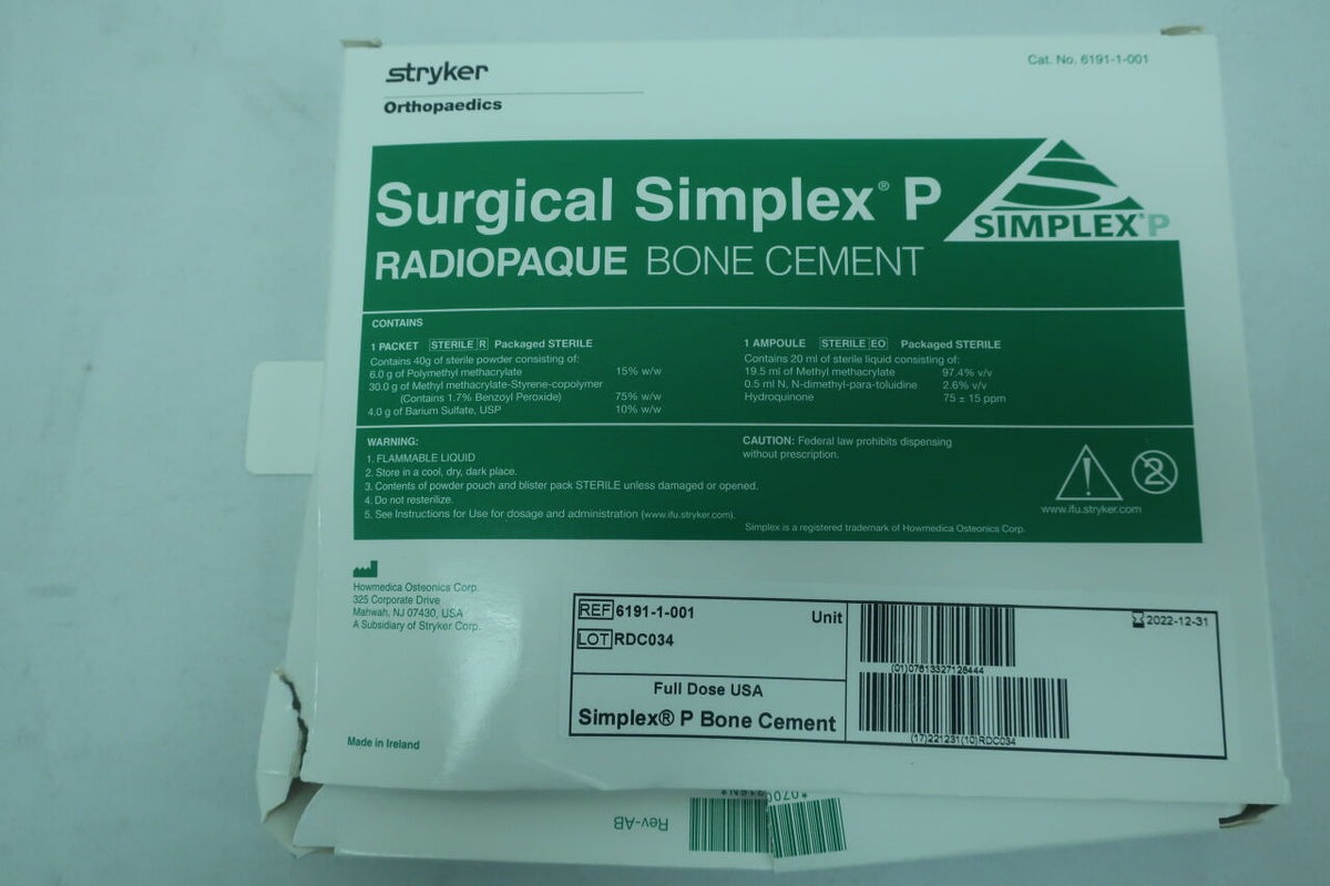 6191-1-001 - HOWMEDICA - Surgical Simplex P Radiopaque Bone Cement, Full-Dose, (BX/1)