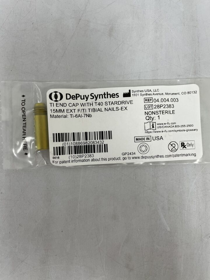 04.004.003 - SYNTHES - ti end cap with t40 stardrive 5mm ext f/ti tibial nails-ex, (EA) - ( Expiry Date: 2099-12-31 )