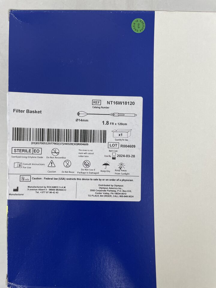 NT16W18120 - OLYMPUS - Filter Basket, 1.8FR x 120cm, (BX/1) - ( Expiry Date: 2024-03-28 )