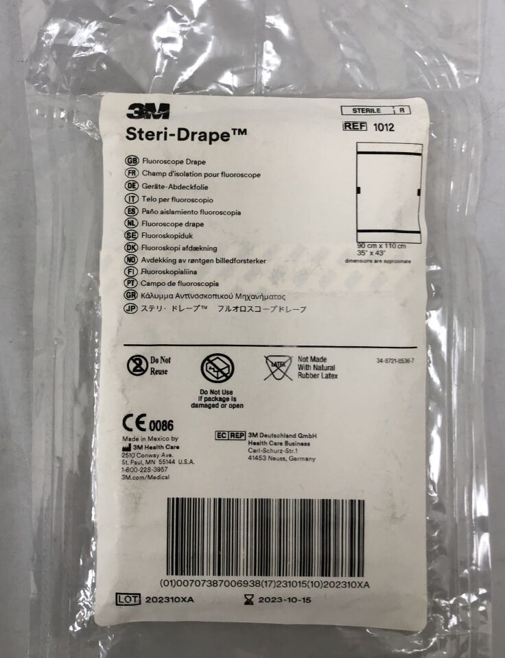 1012 - 3M - Steri-Drape Fluoroscope Drape, 90cm x 110cm, (EA) - ( Expiry Date: 2023-10-15 )