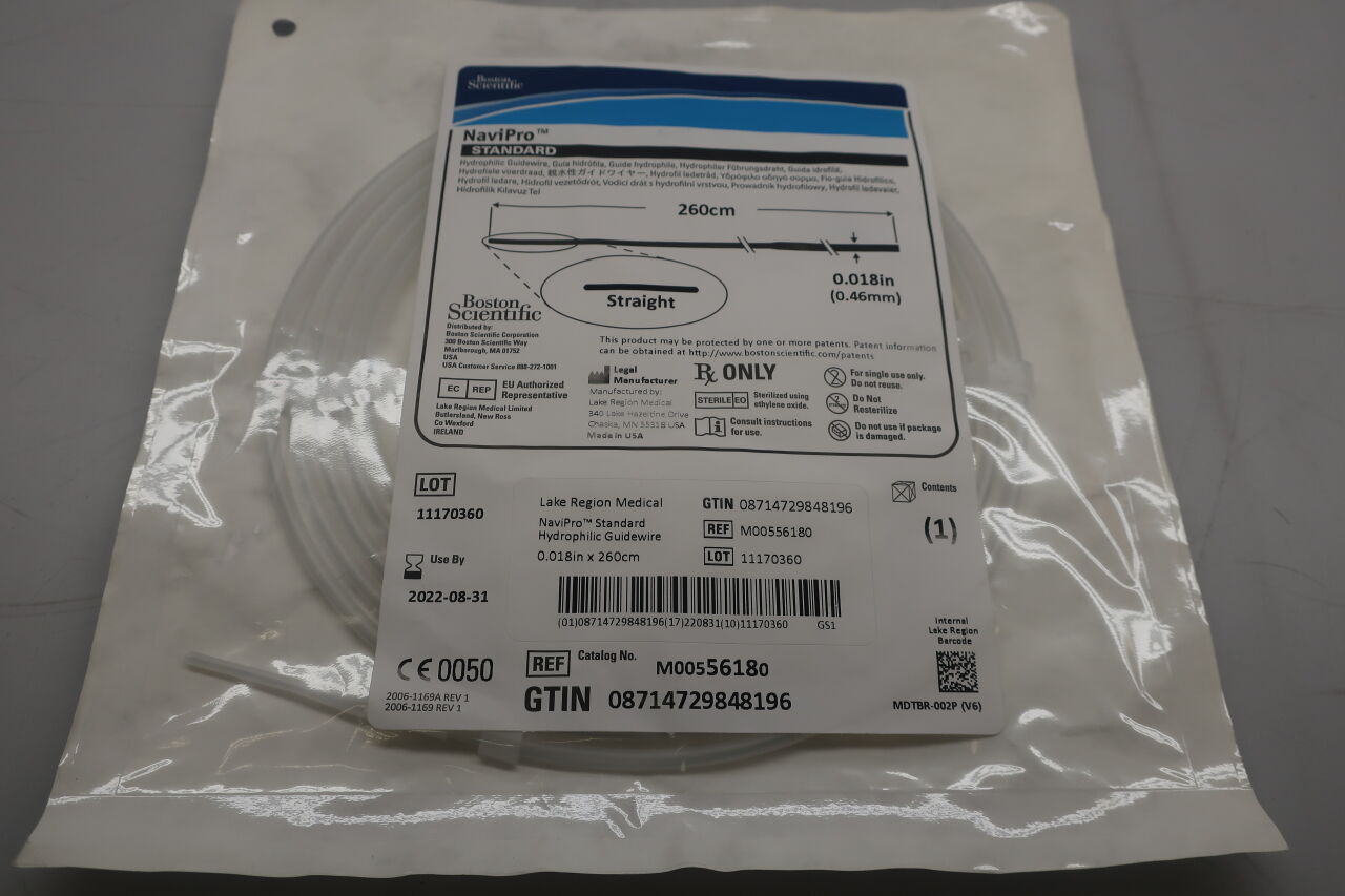5618 - BOSTON SCIENTIFIC - NaviPro Hydrophilic Guidewire - Standard, Straight - .018'' x 260cm, (EA) - ( Expiry Date: 2022-08-31 )
