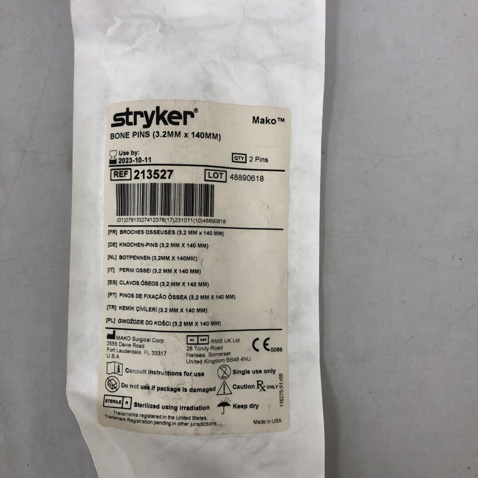 213527 - STRYKER - Bone Pins, 3.2mm x 140mm (2 Per Pack)
, () - ( Expiry Date: 2023-10-11 )