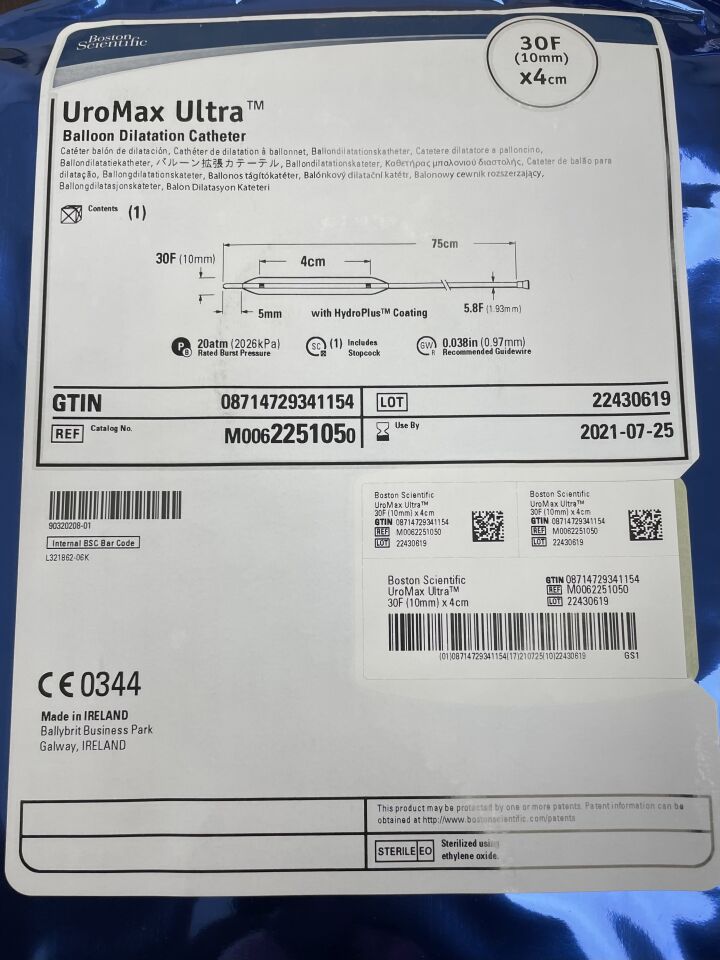 225105 - BOSTON SCIENTIFIC - UroMax Ultra Balloon Dilatation Catheter 30F x 4cm, (EA) - ( Expiry Date: 2021-07-25 )