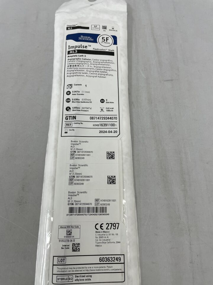 16391100 - BOSTON SCIENTIFIC - Impulse AL3 Amplatz Left 3, Angiographic Catheter, 5F , (EA) - ( Expiry Date: 2024-04-20 )