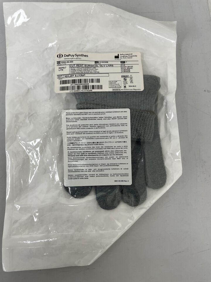 5200-36-000 - DEPUY - cut rest surgical glove liners, kevlar & lycra, extra large., (EA) - ( Expiry Date: 2024-08-31 )
