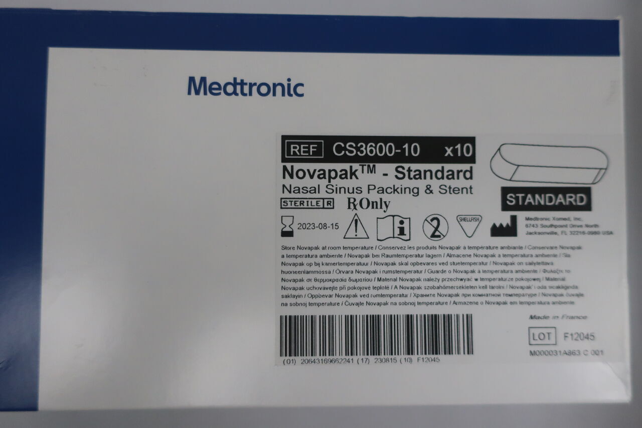 CS3600-10 - MEDTRONIC - Novapak Nasal Sinus Packing & Stent, Standard, () - ( Expiry Date: 2024-04-09 )