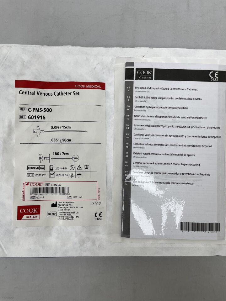 G01915 - COOK - CVC Set, Single Lumen 5F x 15cm, (EA) - ( Expiry Date: 2023-08-14 )