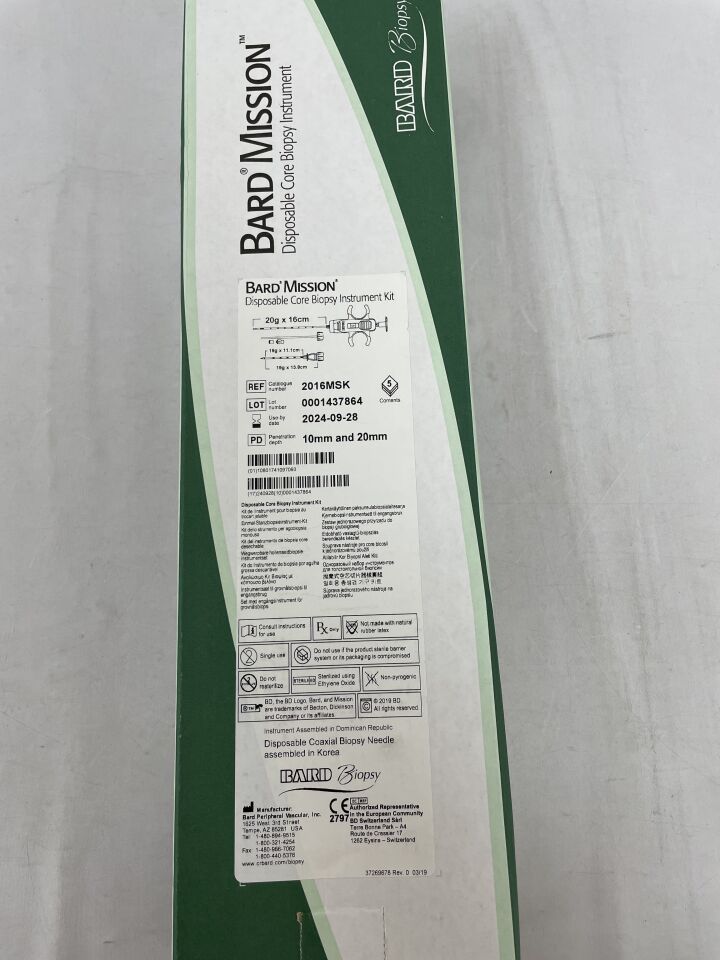 2016MSK - BARD - Mission Core Biopsy Instrument Kit, 20Gx16cm, (BX/5) - ( Expiry Date: 2024-09-28 )