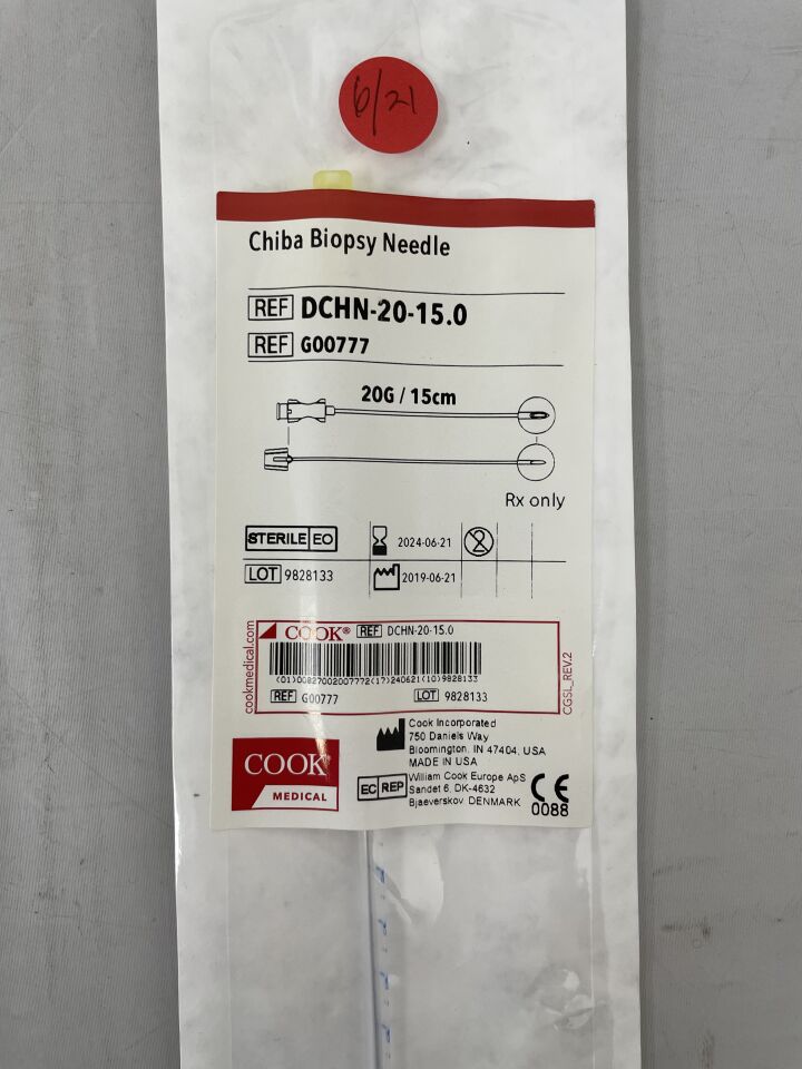 G00777 - COOK - Chiba Biopsy Needle - DCHN-20-15.0 - 20G x 15cm, (EA) - ( Expiry Date: 2024-06-21 )