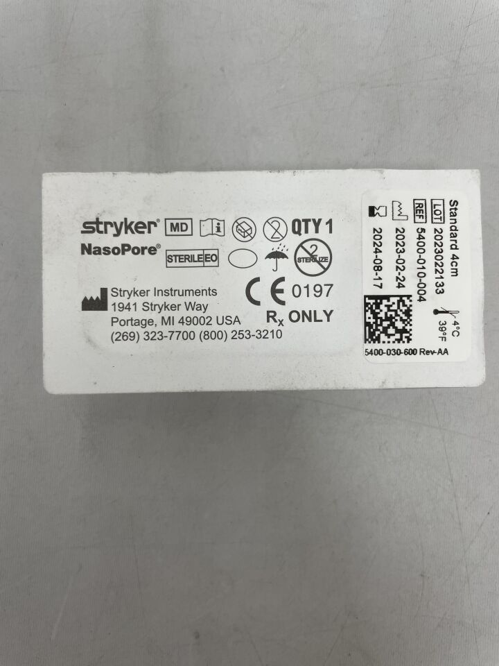 5400-010-004 - STRYKER - bioresorbable nasal dressing, 4cm firm, () - ( Expiry Date: 2024-08-17 )