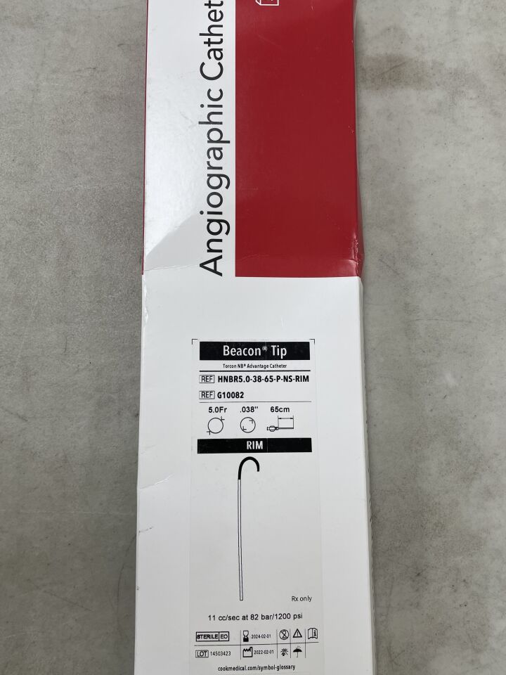 G10082 - COOK - Beacon Tip 5F Angiographic Catheter 65cm, 0.038" RIM, (BX/5) - ( Expiry Date: 2024-02-01 )