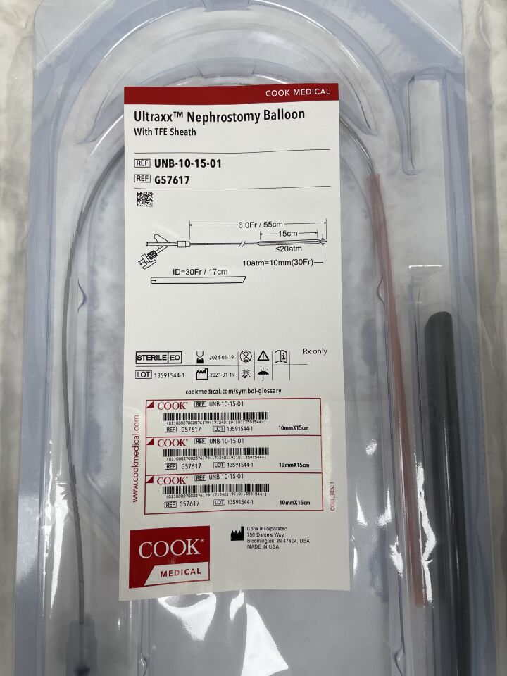 G57617 - COOK - ULTRAXX Nephrostomy Balloon, with TFE Sheath, 6Fr, (EA) - ( Expiry Date: 2024-01-19 )